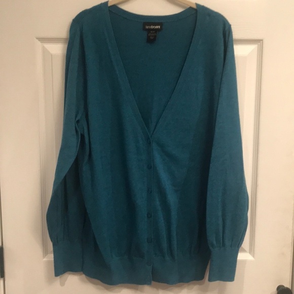 Lane Bryant size 18/20 teal cardigan sweater - Picture 1 of 4